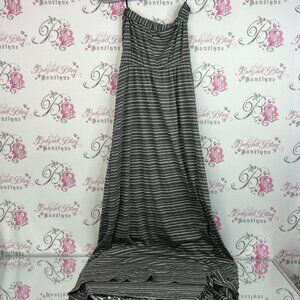 Love Stitch dress strapless maxi long style flowy grey and White Striped Skirt